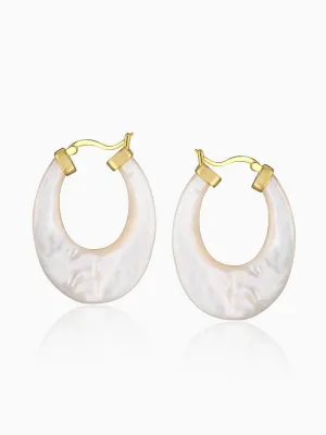 Unique Mother of Pearl Hoop Earrings