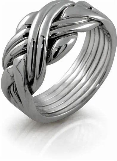 Unisex 6 band STERLING SILVER Puzzle Ring 6SU