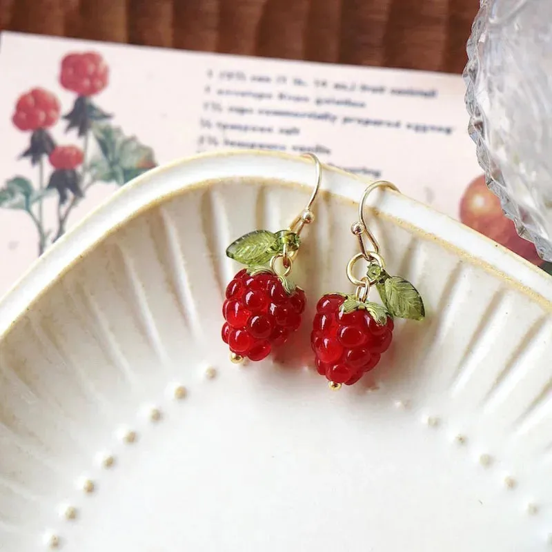 VAIGE Whimsical Raspberry Red Earrings - Fruit-Inspired Jewelry
