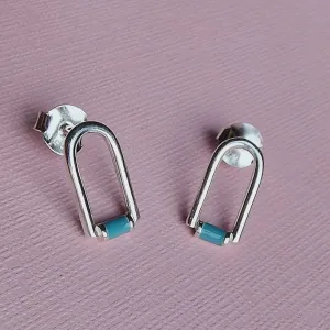 Vurchoo Studs of Hope Contemporary Blue Enamel Arch Earrings