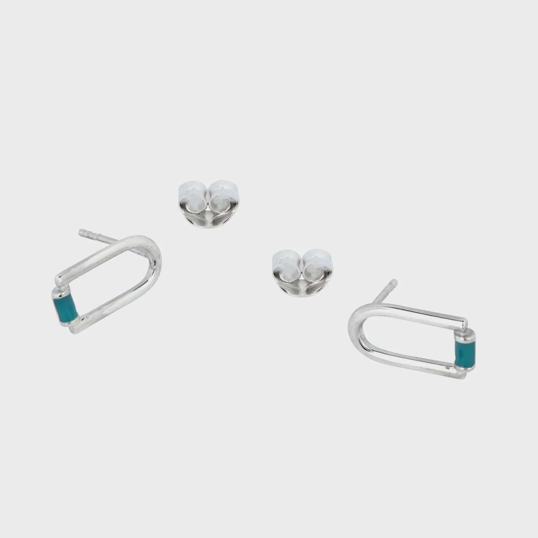 Vurchoo Studs of Hope Contemporary Blue Enamel Arch Earrings