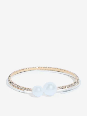 Westside Accessories Gold Pearl Embellished Cuff Bracelet