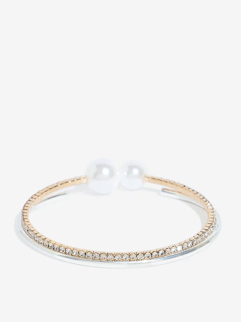 Westside Accessories Gold Pearl Embellished Cuff Bracelet