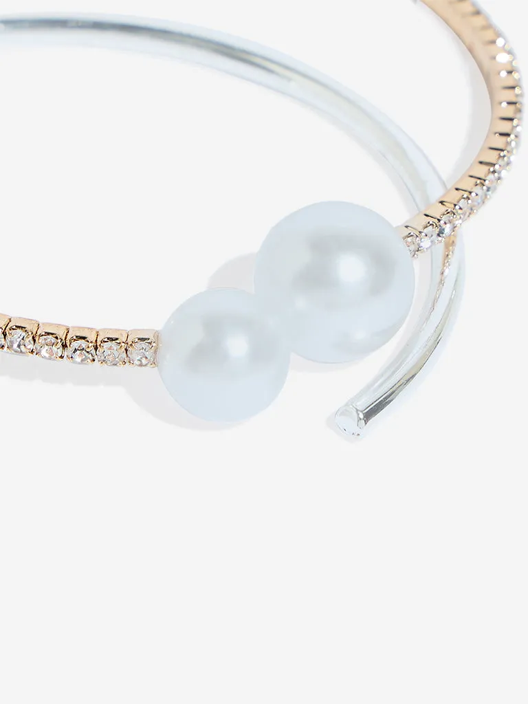 Westside Accessories Gold Pearl Embellished Cuff Bracelet