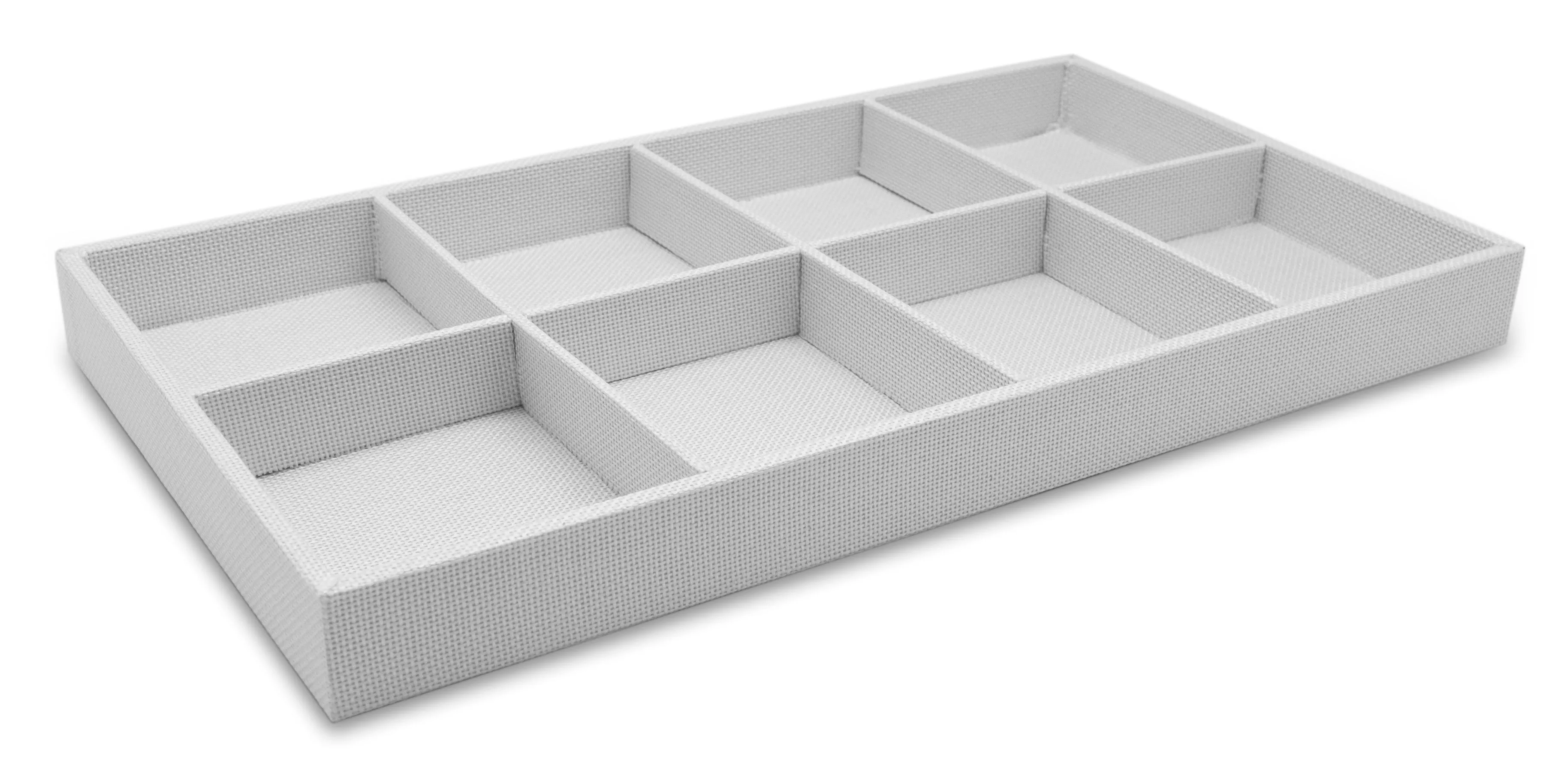 White Linen 8 Compartment Stackable Jewelry Display Tray