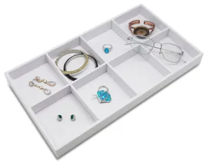 White Linen 8 Compartment Stackable Jewelry Display Tray