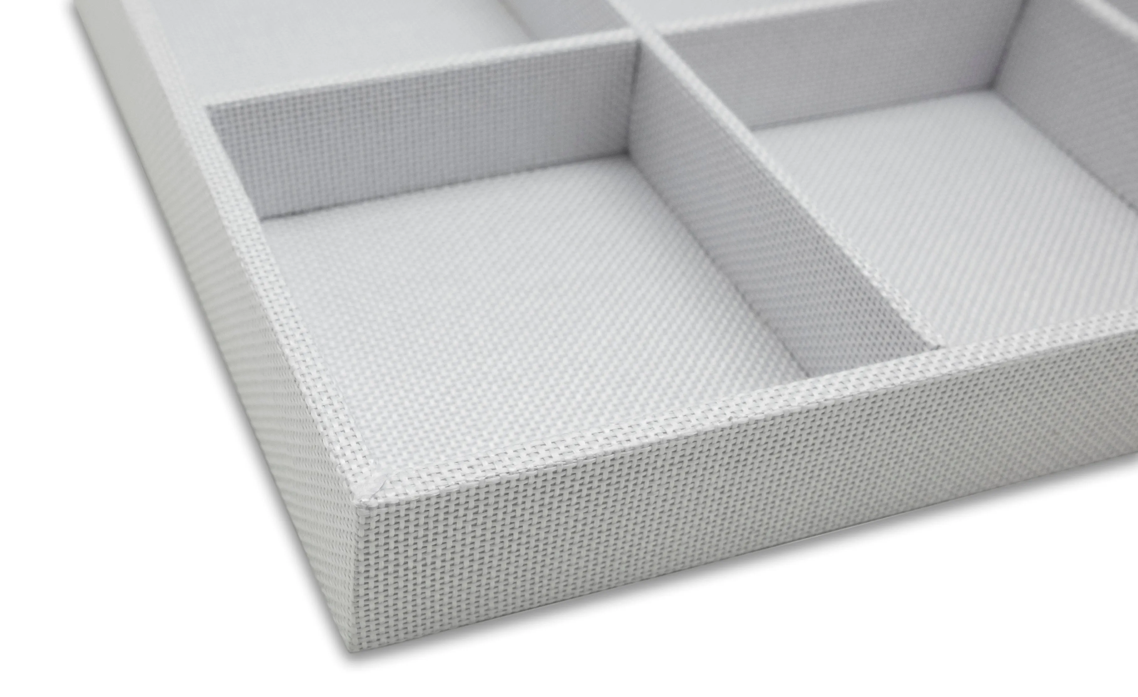 White Linen 8 Compartment Stackable Jewelry Display Tray