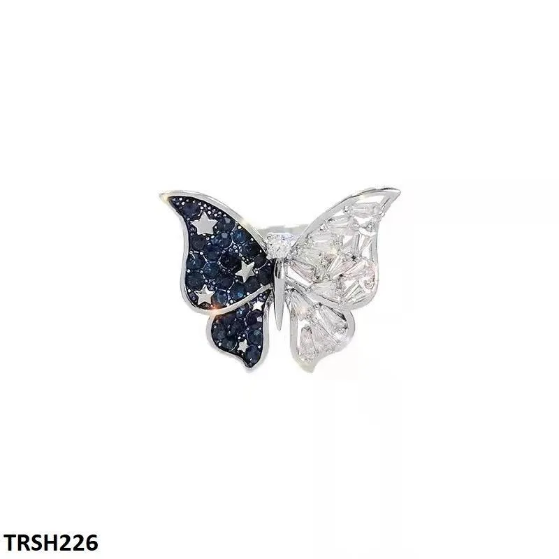 White/Blue Butterfly Zircon Adjustable Ring